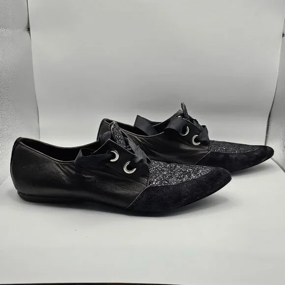 Marwell Black Glitter Oxford‑Style Heels – Size EU 39 (US 8–8.5) - Picture 3 of 8
